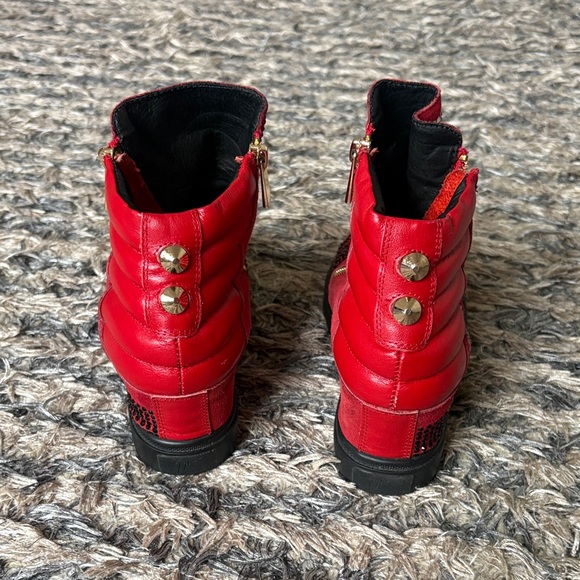 Giuseppe Zanotti Red and Black Crystal Embellished Sneakers - Picture 3 of 15